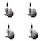 Service Caster 3.5'' Maroon Poly Swivel 7/8'' Expanding Stem Caster Set with Brake, 4PK SCC-EX20S3514-PPUB-MRN-TLB-78-4 - alternate 1